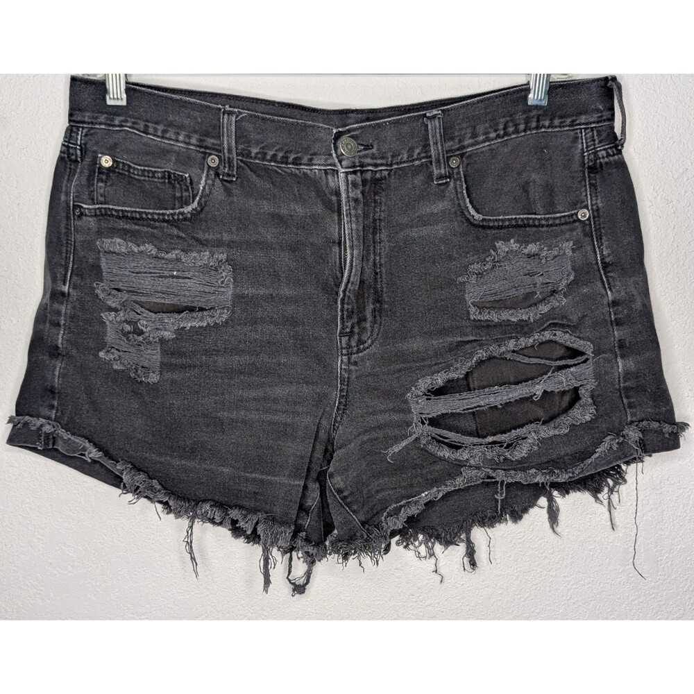 American Eagle Black High Rise Festival Stretch Jean Short Women Size 37 (113)